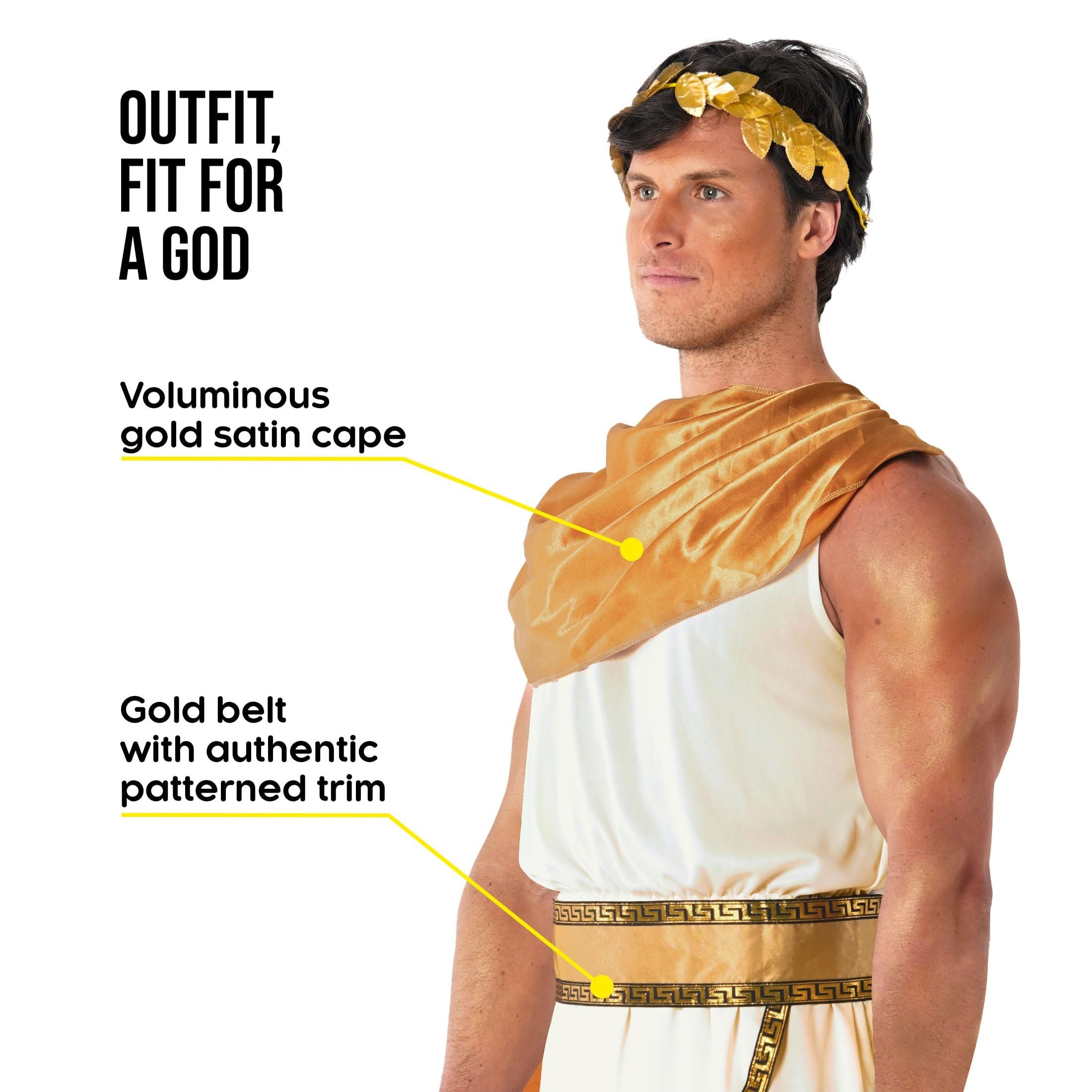 Morph Costume Dio Greco Uomo, Apollo Costume Romano Uomo, Vestito Greco Toga Zeus, Carnevale Imperatore Romano Adulti