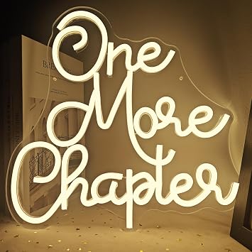 One More Chapter Neon Sign Book Neon Sign for Wall Decor Book Lover Readers Bookshelf Decor Dimmable Motivational Led Neon Light Up Sign for Reading Club Room Library Bookstore