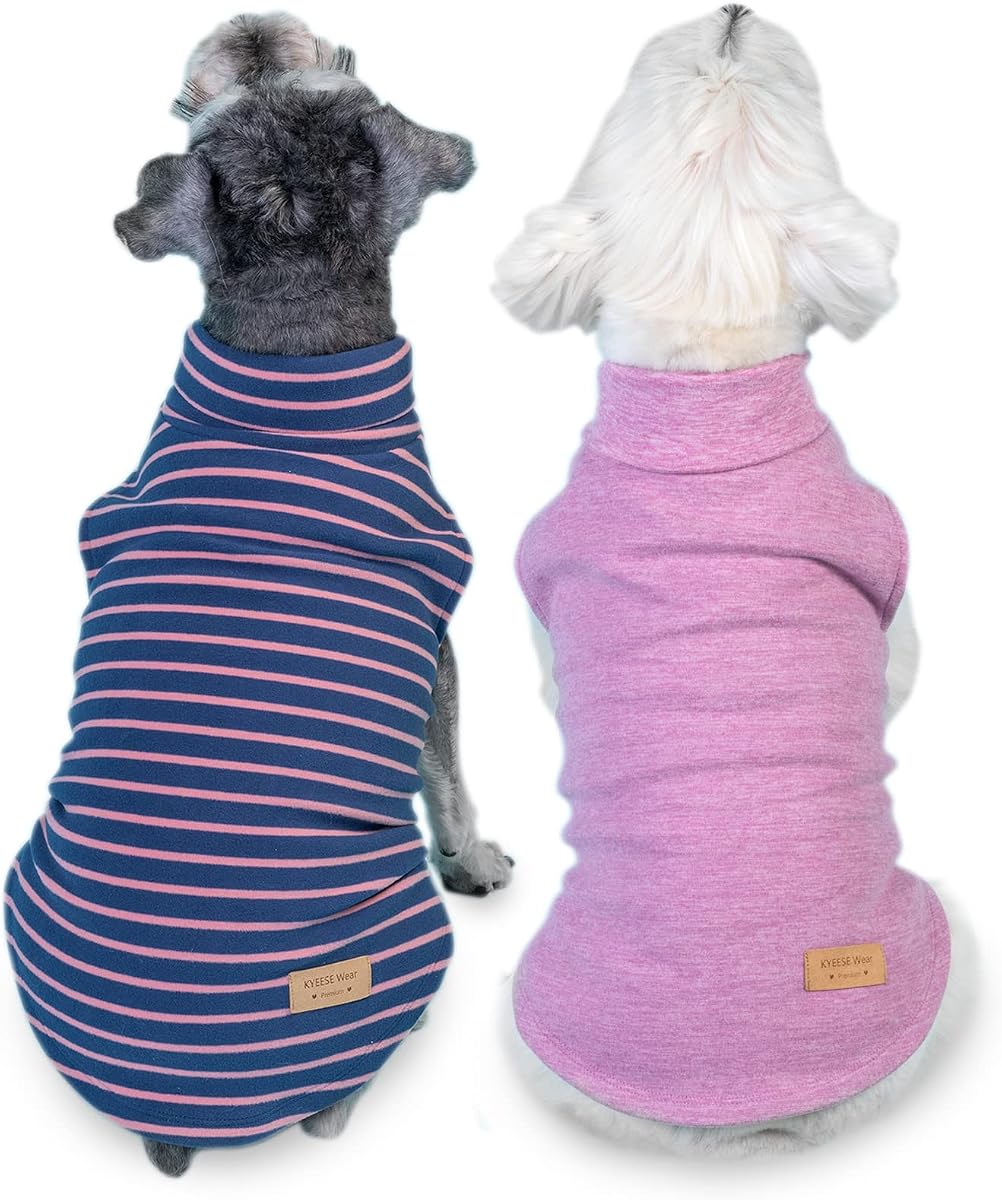KYEESE Paquete de 2 suéteres para perros pequeños, abrigos suaves para mascotas, sudadera de forro polar | Ropa cálida de cuello alto para perros, chaleco ligero y elástico en 4 direcciones, abrigo para perros en climas fríos, uso diario