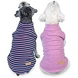 KYEESE 2Pack Dog Sweater Soft Dogs Clothes Warm Pets Clothes Turtleneck Pets Coats Dog Sweaters for Small Dogs Girl Pullover Small Pet Sweaters Stretchy Pet Sweatshirt Medium (7-11lbs) 1# Stripe+Purple