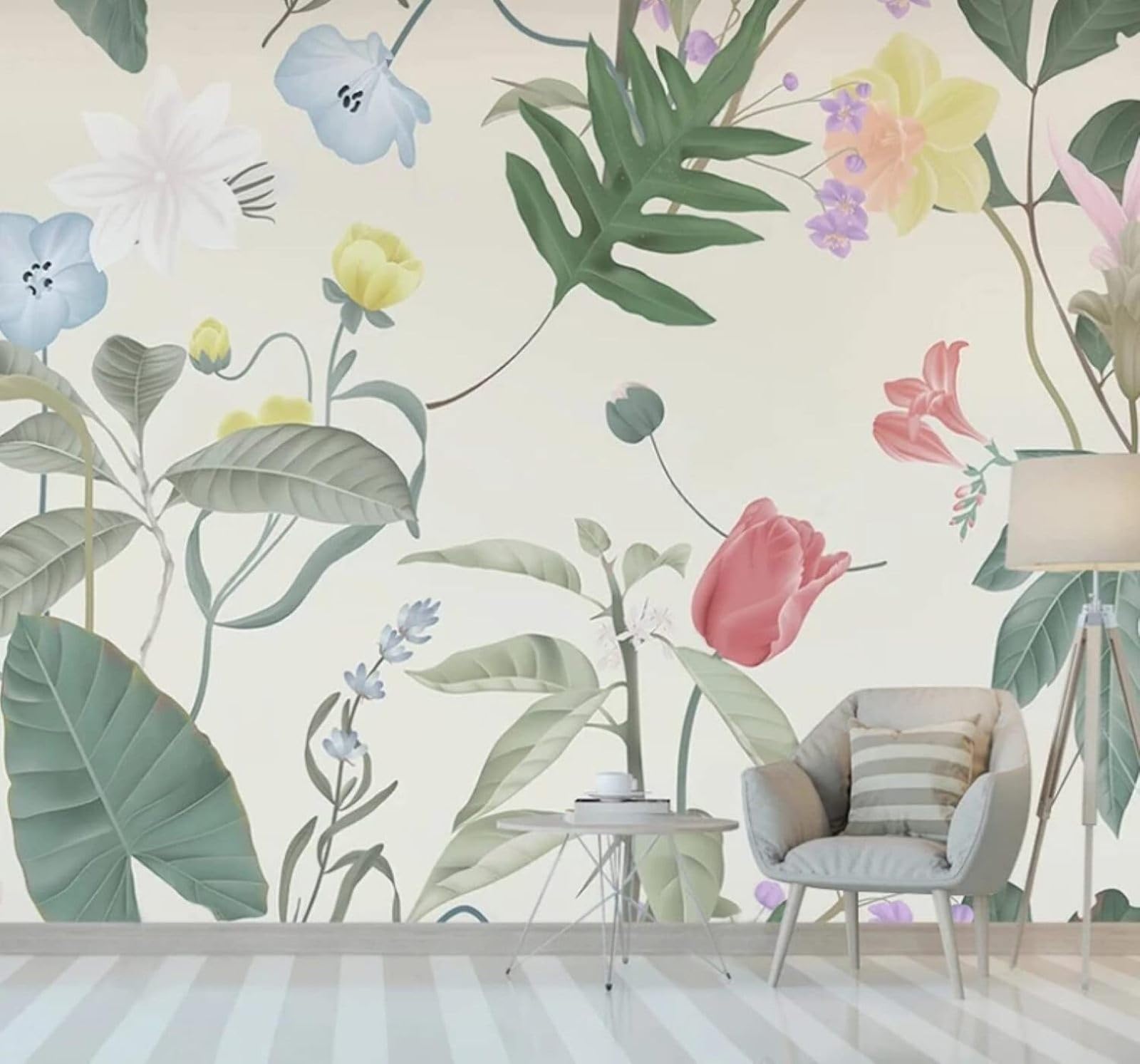 XLMING Minimalist Hand Painted Watercolour Plants Flowers 3D Wallpaper Luxury Home Dining Decor Paste Sofa Living Room The Wall for Bedroom Mural-300cm×210cm