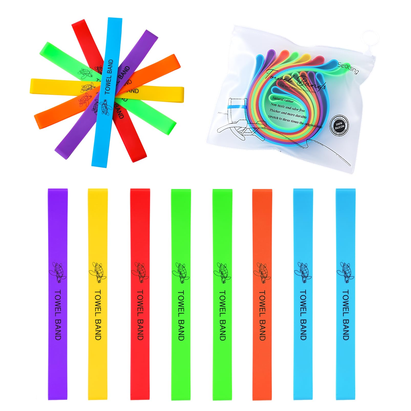 8 PacksTowel Band for Beach Pool Lounge Chair Strap Clip Women Gift Cruise Ship Essential Travel Must Haves Fashion Clothes Tote Bag Toy Dress Cover Hat Pant Game Ball Mesh Cooler Eight