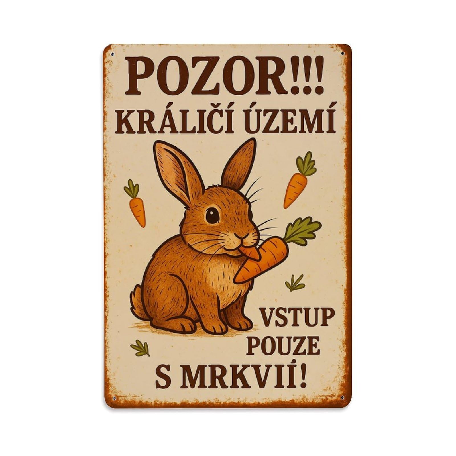 Jdyaojiesheng Vintage Rabbit Carrot Warning Sign Tin Sign Retro Metal Wall Decor Metal Poster, Home Bar Garage Farmhouse Cafe Wall Art Decoration 8X12inches