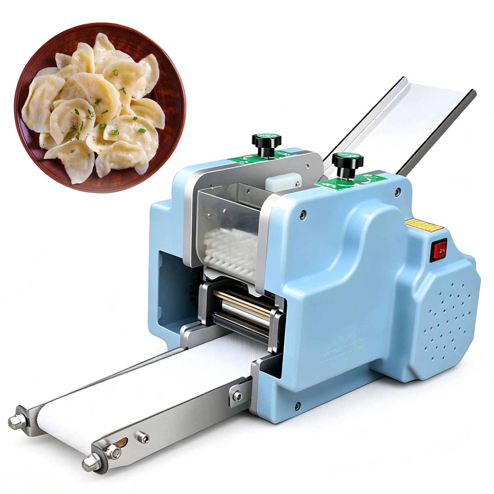 guoyjmm Commercial Automatic Dumpling Skin Machine, 50-60 Pieces/Min Wonton Skin Maker with Powder Box & Adjustable Knob for Home, Restaurant
