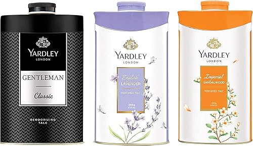 SSR Yardley London - Talco perfumado de lavanda inglesa con sándalo imperial para mujeres y caballeros, paquete de 3 unidades