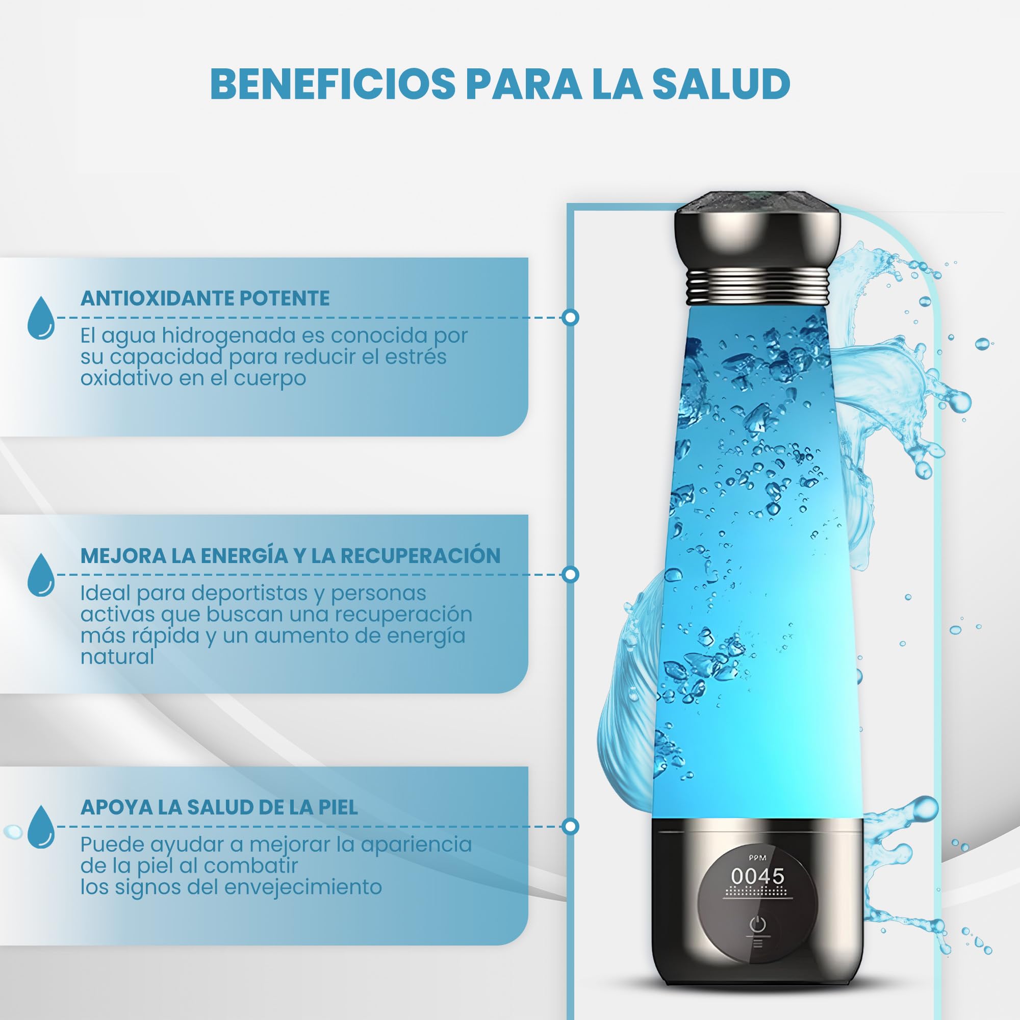 Arcanix Botella Agua Hidrogenada 280ml – Hydrogen Water Bottle, Maquina Hidrogenadora de Agua para Casa con Ionizador, Filtro y Osmotizador, Botella de Hidrogeno Molecular con Hidrogenador de Agua