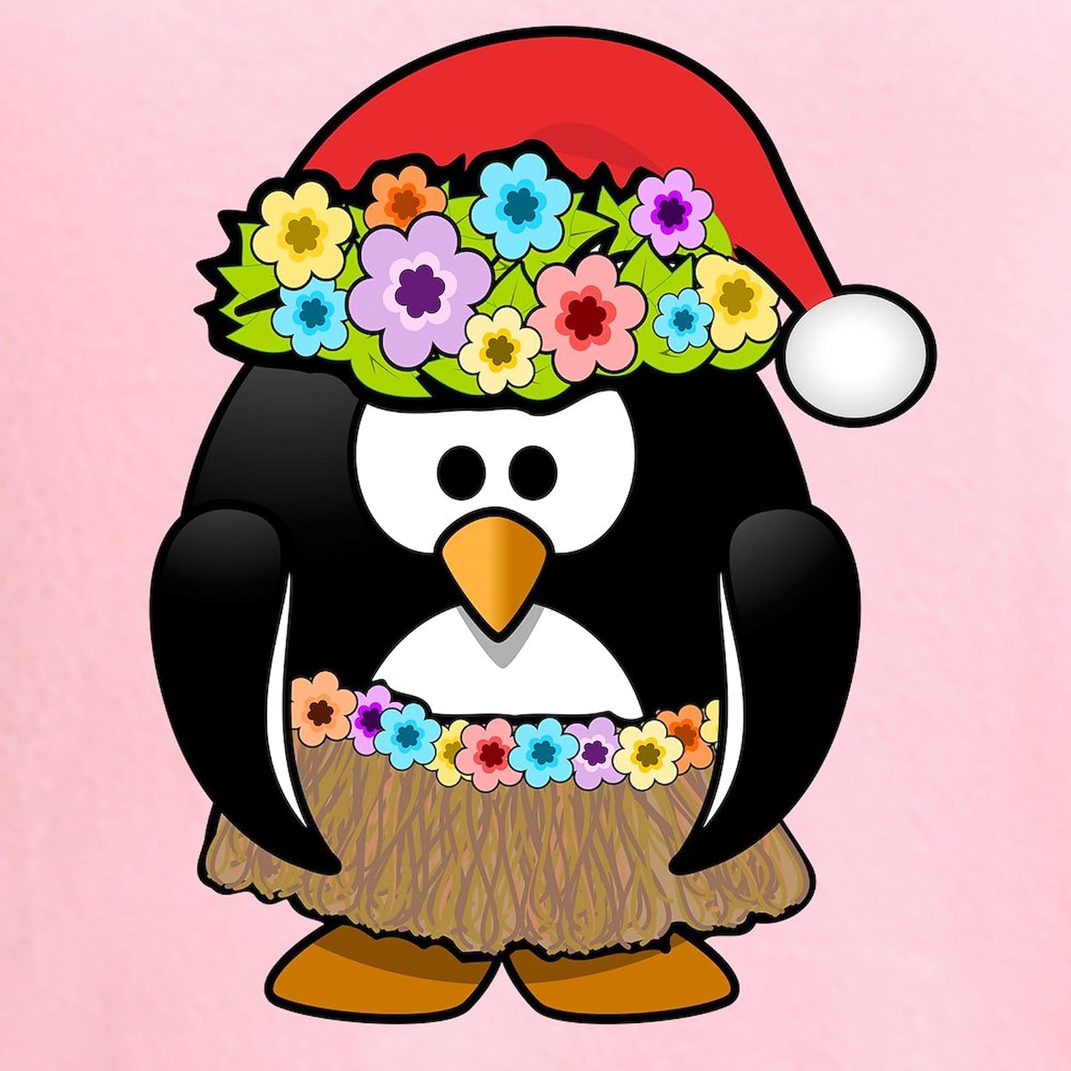 CafePress Hawaiian Christmas Penguin Women's Nightshirt, Soft Long Pajama Shirt, Cotton PJs/Pyjamas Pink