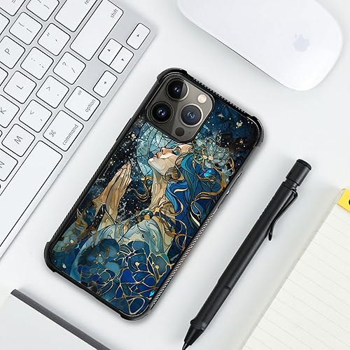 Vista 90 de Case for iPhone 15 Plus - Stained Glass Mosaic Fiesta Fun Case with Tempered Glass Back and Soft Silicone TPU Shock Protection