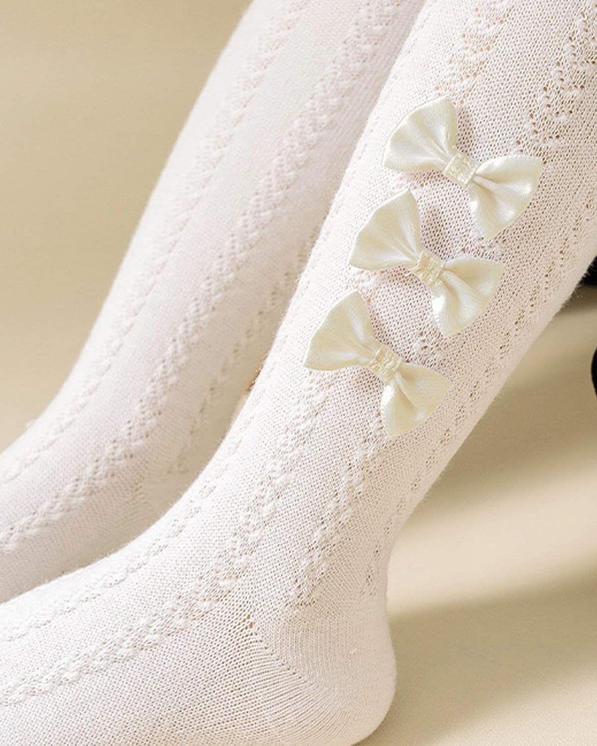 CHUNG Baby Girls Cotton Tights Thin Hollowed Summer with Bowknot Mesh Lace Fashion Toddler Footed Legging Pantyhose - Image 8