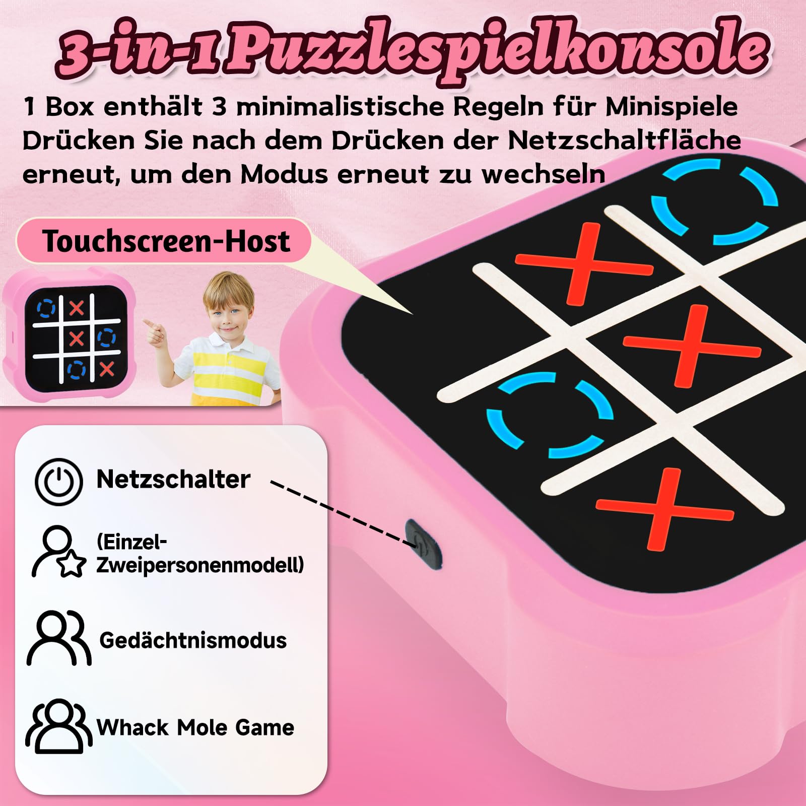 Gioco Elettronico, Portatili Giochi di Puzzle Smart Games per bambini, 1/4 Giocatori Giochi Per Famiglie Scacchiera Gioco Digitale, Giocattoli Fidget Portatili Educativi Da Viaggio.