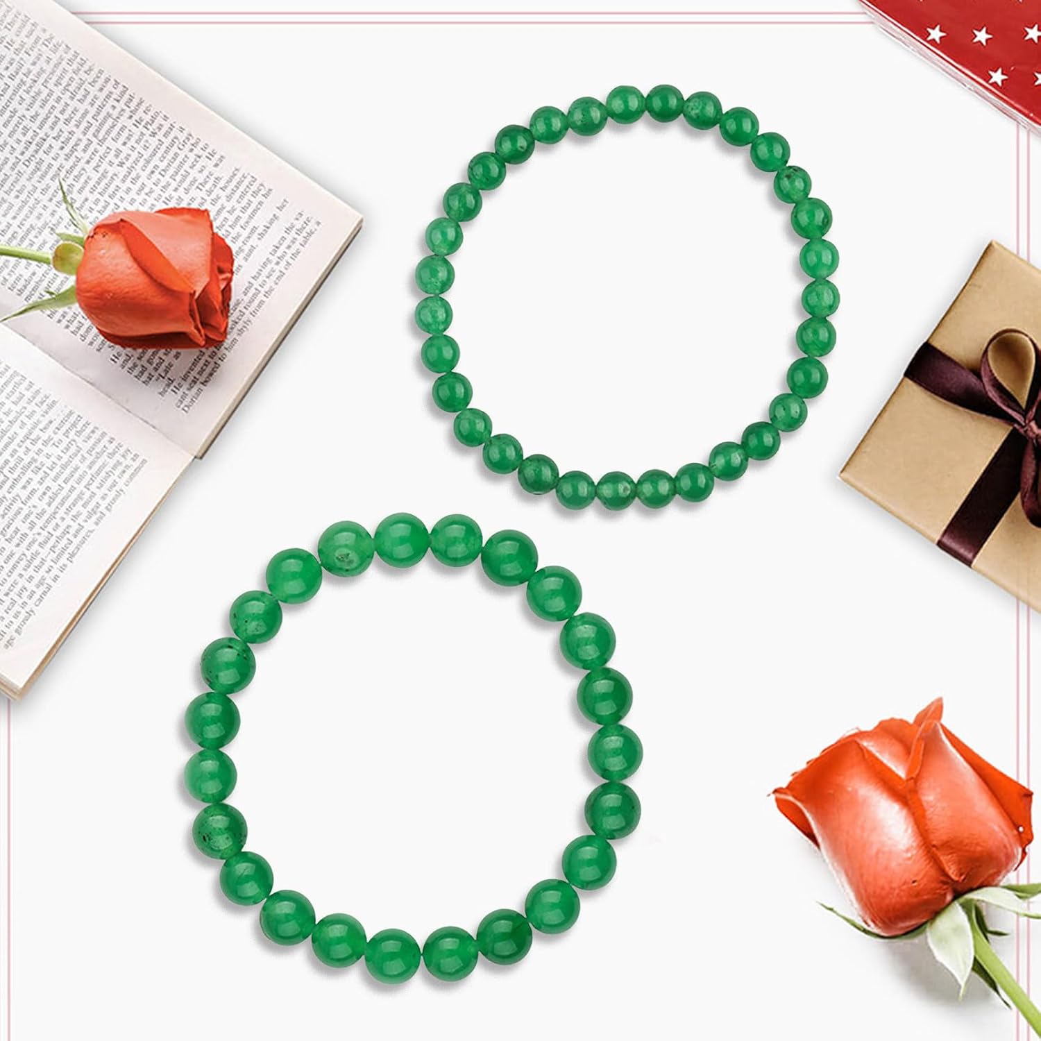 Healing Crystal Bracelet for Women Men,8 mm and 6mm Natural Stone Beaded Bracelets,Stress Relief Anxiety Yoga Bracelet Brings Lucky Charm Gift - Image 3