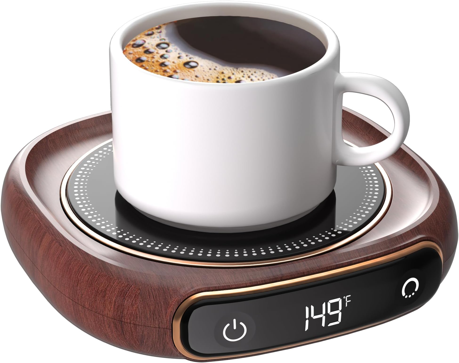 Coffee Mug Warmer, Cup Warmer for Desk with Auto Shut Off, 3 Temp Settings, Mug Warmer for Coffee, Beverage, Milk, Tea, Hot Chocolate, Coffee Warmer Plate in Your Home & Office, Gift (Dark Wood)