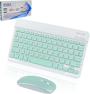 Mini Bluetooth Keyboard and Mouse for iPad, Tablets, Android, iPhone, Rechargeable ipad Keyboard with Silent Wireless Bluetooth Mouse, Compatible with ipad pro/ipad Mini/ipad Air Mac OS Systems