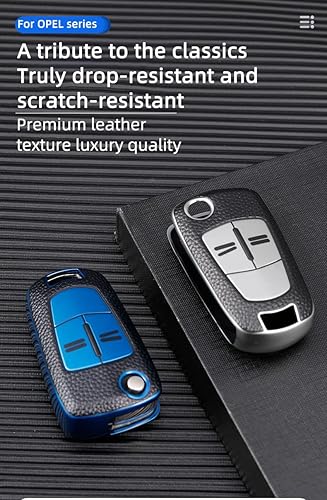 Miniatura 5 de HIBEYO Funda para llavero de Opel Vauxhall con textura de piel de TPU, funda inteligente para llave de Opel Corsa Astra Vectra Zafira Antara Tigra