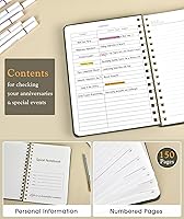 Vista 2 de Lined Spiral Journal Notebook, A5 Hardcover Spiral Journals for Women Men, 150 Numbered Pages Spiral Bound Notebook, 100 GSM College Ruled Notebooks