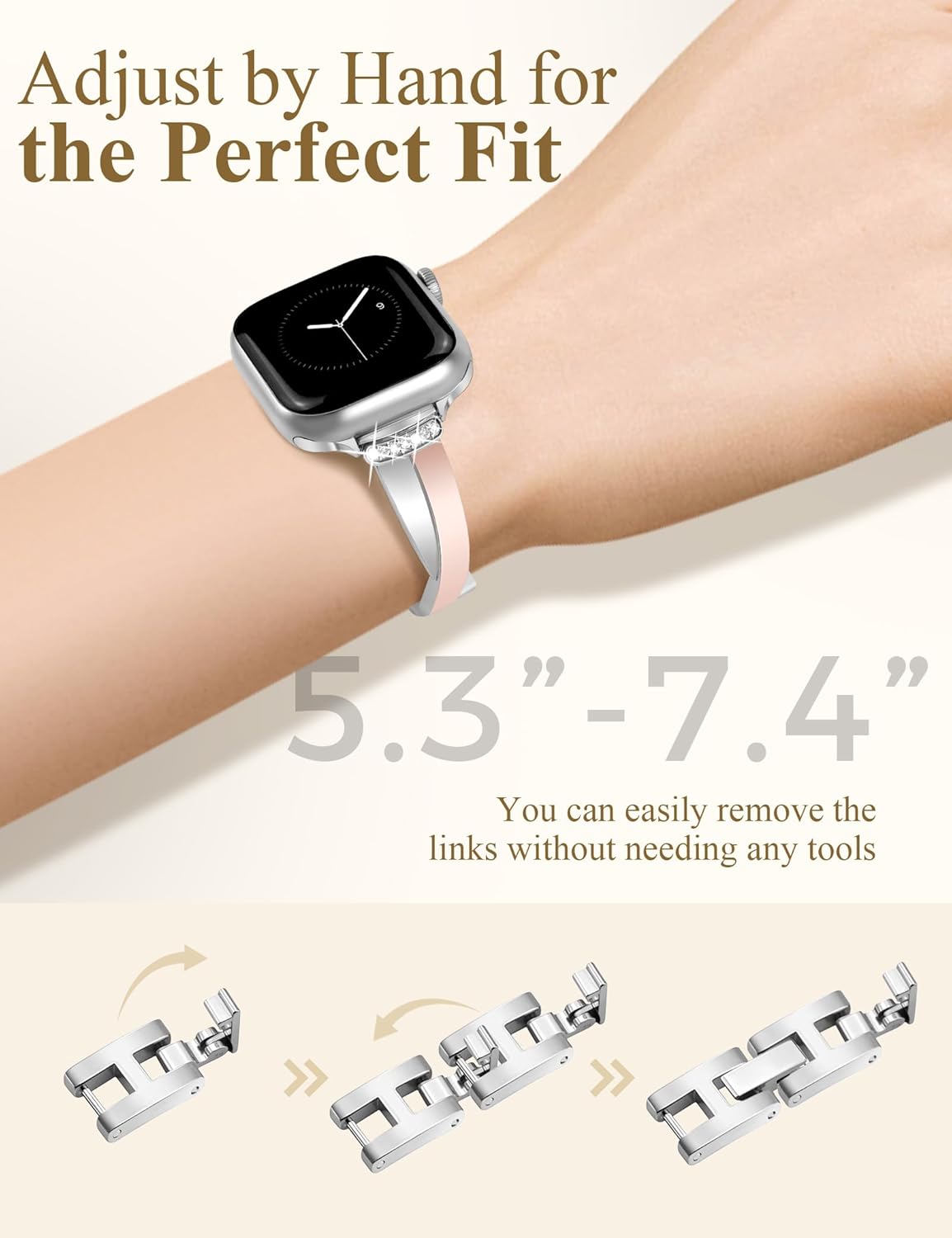 Designer Slim Watch Bands for Women Compatible with Apple Watch 38/40/41/42/44/45/46/49mm Dainty Dressy Cute Bracelet Metal Chain Straps for iWatch Series 11/10/9/8/7/6/5/4/3/2/1/SE/Ultra - Image 5