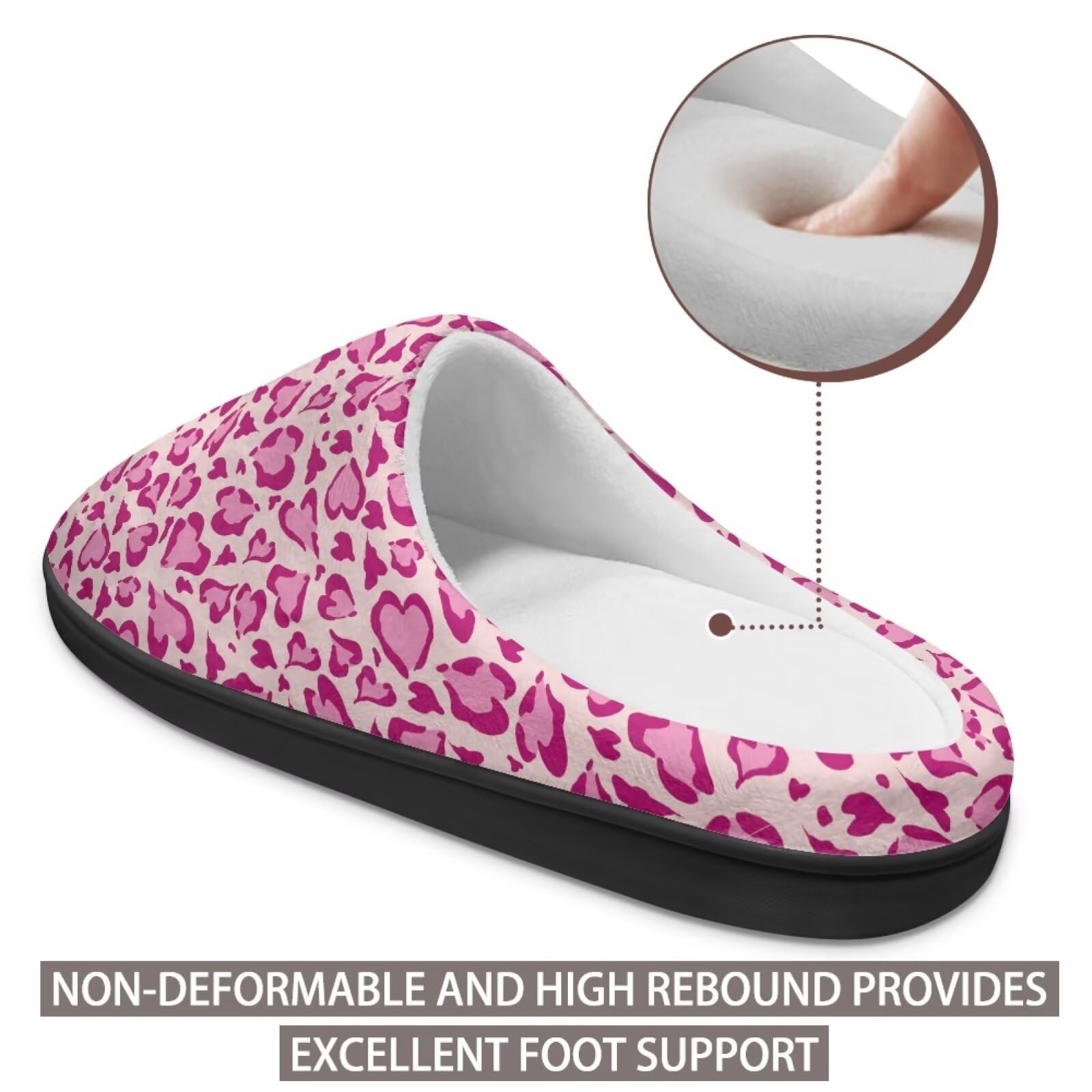 Jeiento Pantuflas de algodón con estampado animal para mujer, informales, suaves, ligeras, Estampado de leopardo rosa, 7.5/8.5 UK Wide