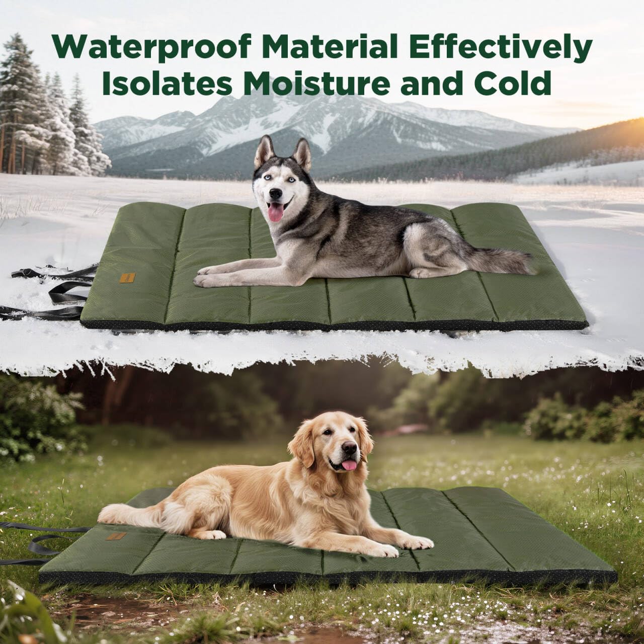 Gimars Lit d'extérieur XL amélioré pour Chien avec Film imperméable, Facile à Enrouler avec Boucle, Grand lit de Voyage pour Chiens de Grande et très Grande Taille, Portable, Pliable, Lavable pour Le