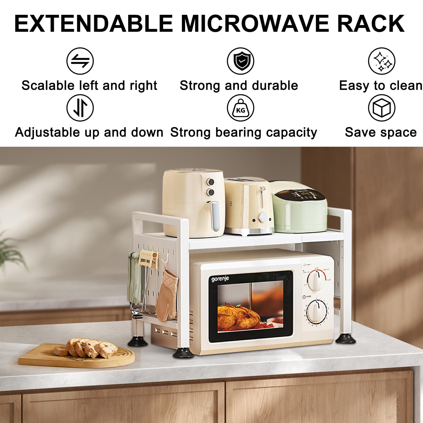 Porta Microonde Forno Microonde Mensola dispensa per cucina con ruote 6900021322