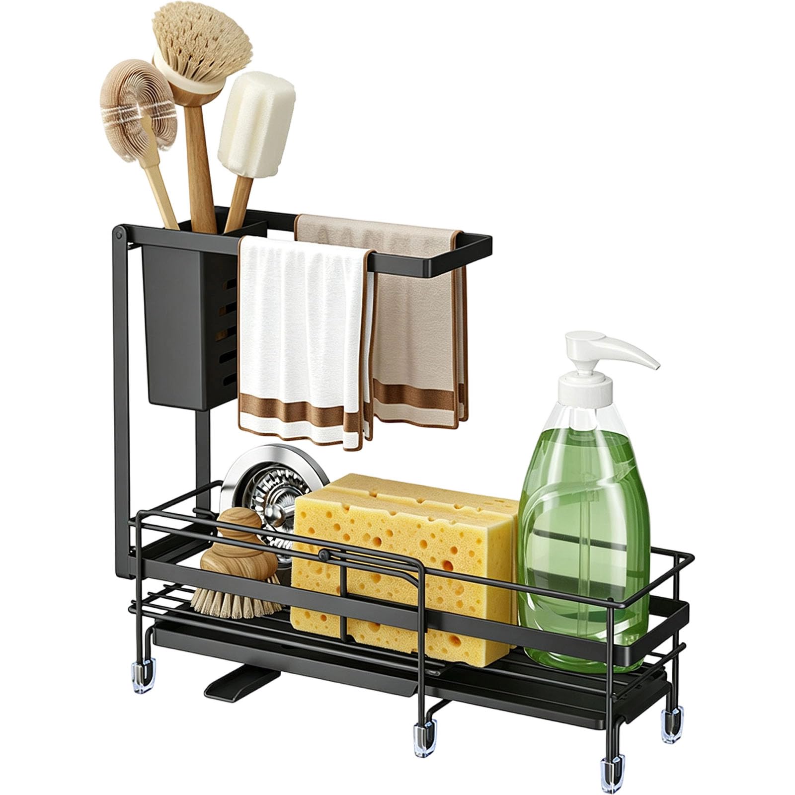 Organizer da cucina estensibile per lavello in acciaio, Black