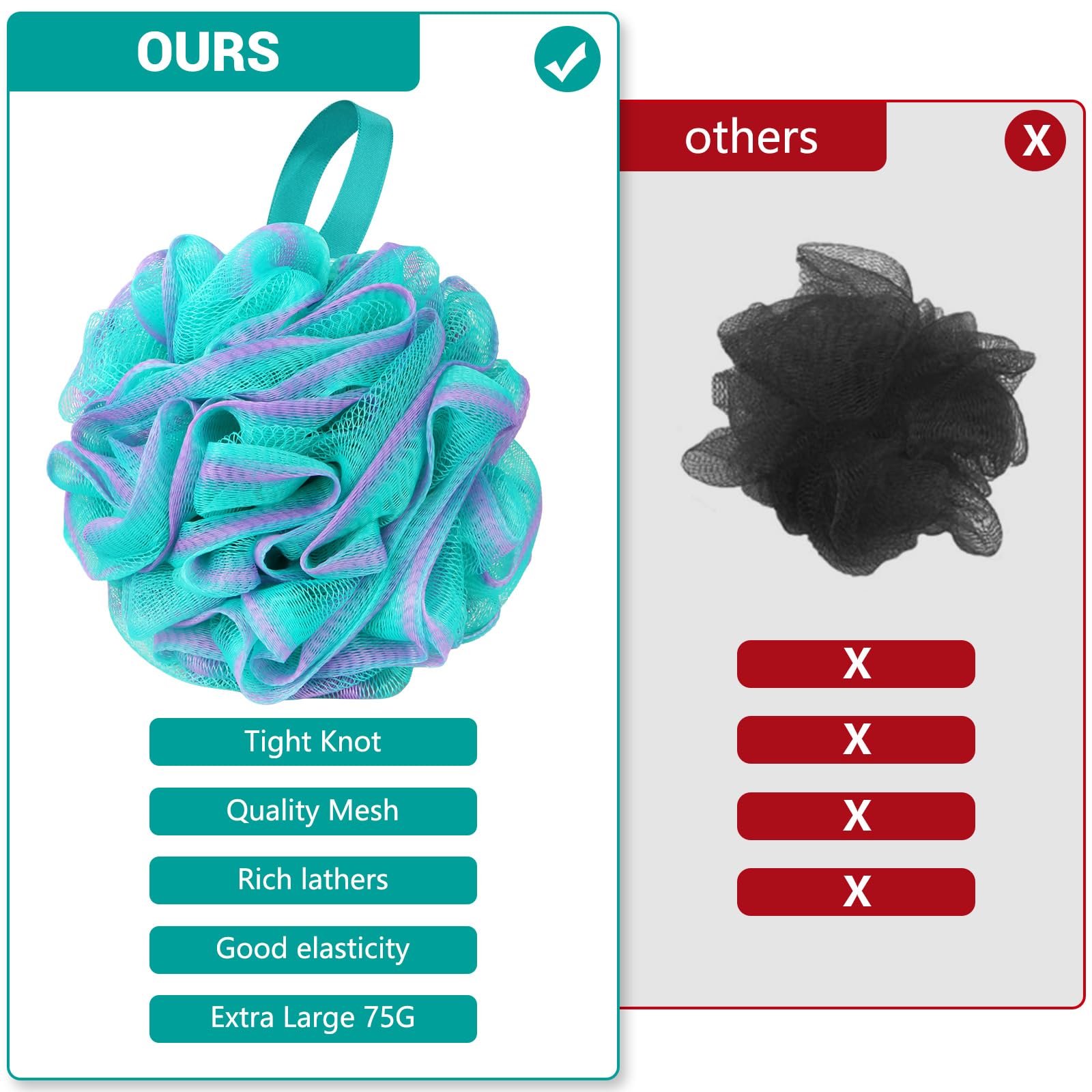 Prysznic Puff Loofah gąbka bardzo duża, zestaw 4,75 g/szt., miękka gąbka do ciała dla kobiet i mężczyzn, siatkowa pufa gąbka łazienkowa złuszczająca skórę