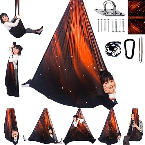 Miniatura 1 de Columpio sensorial para niños, terapia interior y exterior, hamaca para acurrucarse, con capacidad para hasta 300 libras, con kit de colgador de