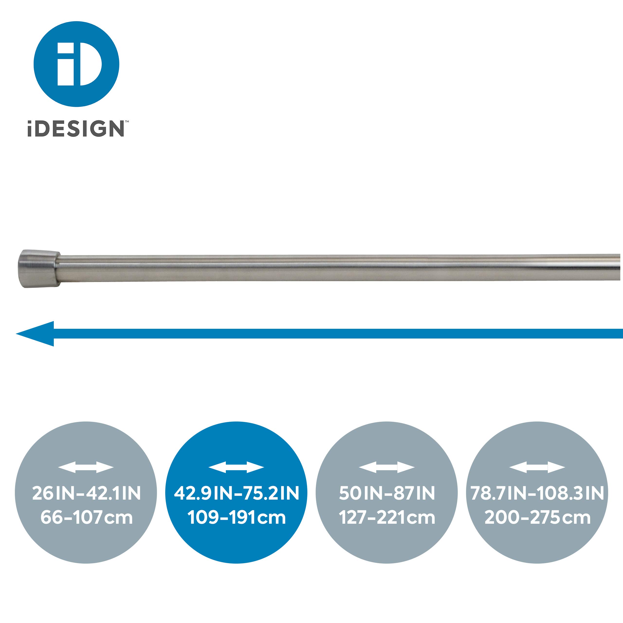 iDesign 78570 Shower Curtain Rail, Short Stainless Steel Tension Rod