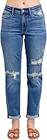 Judy Blue Mid Rise Vintage Wash Destroy Boyfriend Jeans