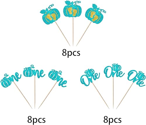 Miniatura 59 de Paquete de 24 adornos para cupcakes de calabaza con purpurina para cupcakes de calabaza para Acción de Gracias, baby shower, decoración de cupcakes