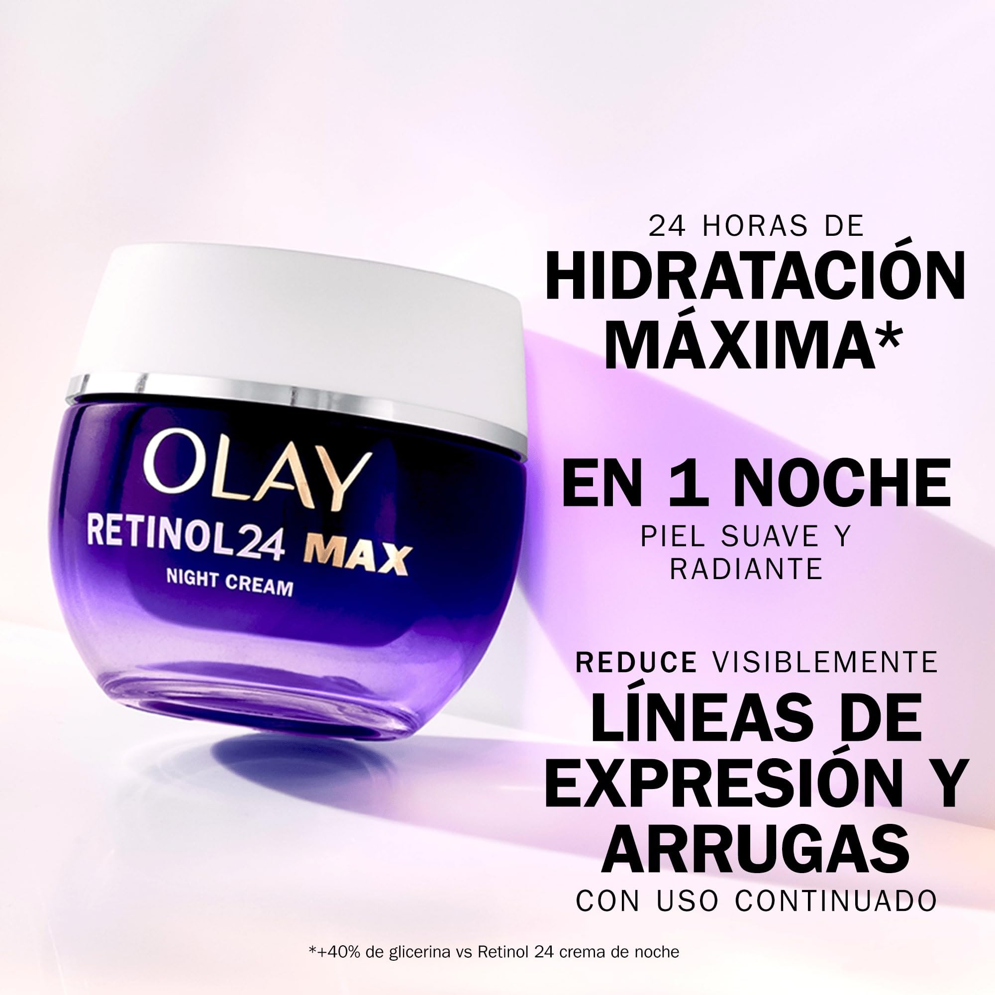Olay Retinol 24 MAX* Crema de Noche Hidratante Facial, Cuidado de la Piel con Vitamina E Antioxidante, +40%* Glicerina. Cuidado de la Piel Well-aging de Noche: Suaviza, Renueva e Hidrata, 50 ml