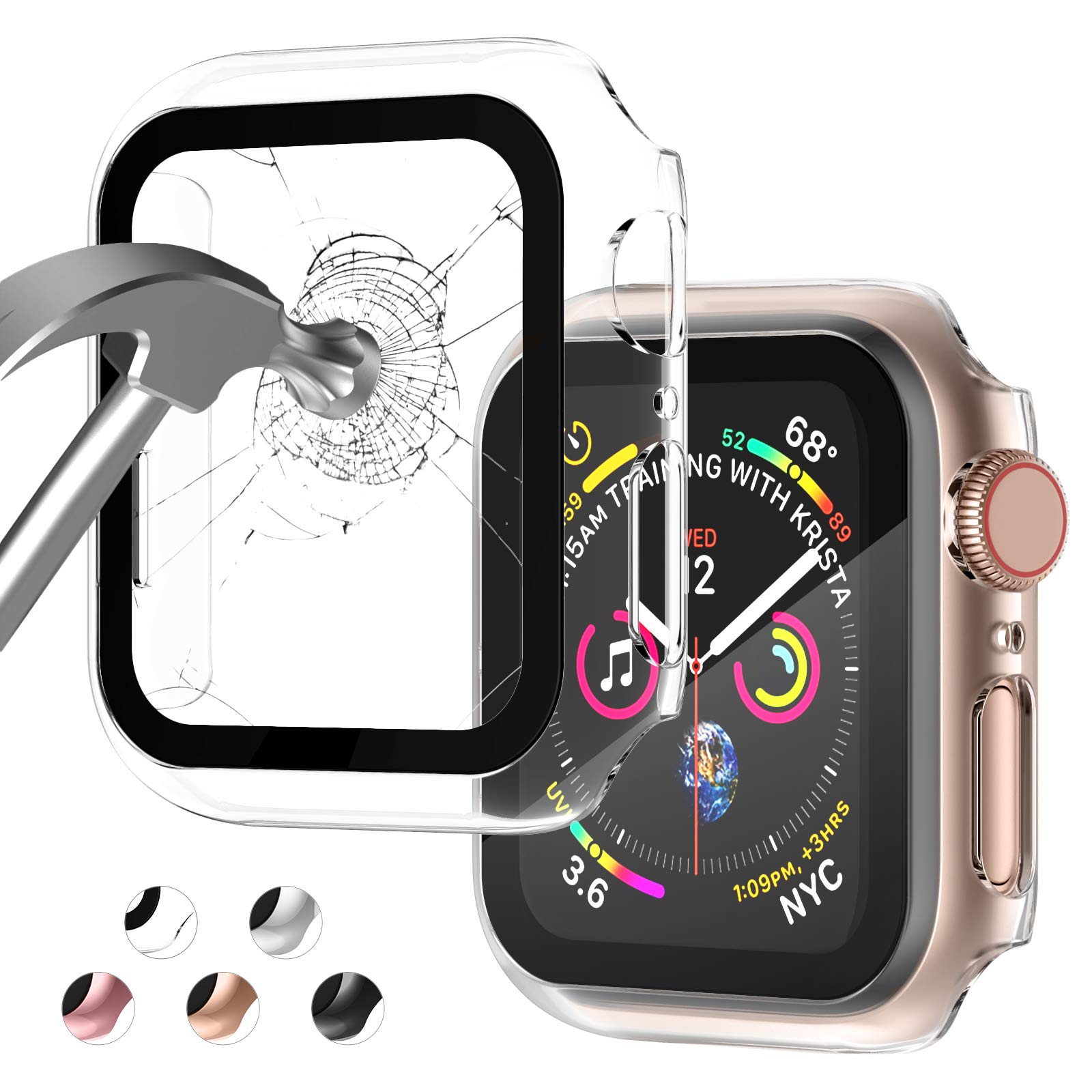 Case Compatible with Apple Watch 42MM Series 3/2/1/ with Built-in Tempered Glass Screen Protector, All-Around Ultra-Thin Bumper Full Cover Hard PC Protective Case for iWatch