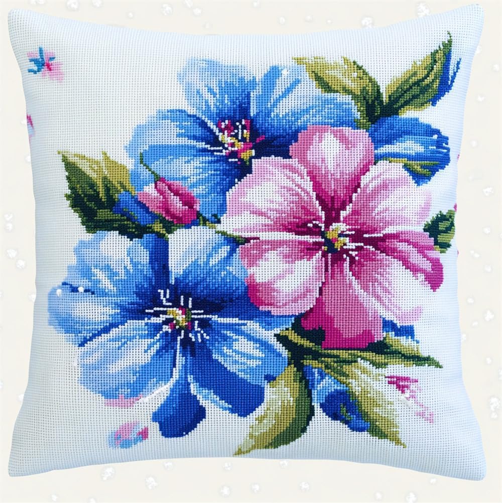 FWRTYCB Latch Hook Pillow Kit Beautiful Flowers Crochet Yarn Hooking Pillo