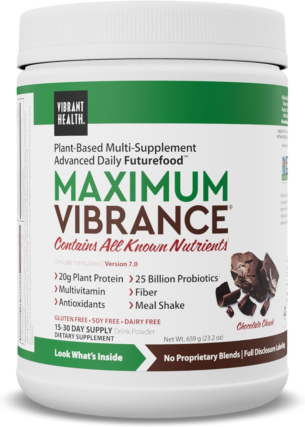 Maximum Vibrance Chocolate, All in One Multi-Supplement Advanced Daily Futurefood, 15 servings