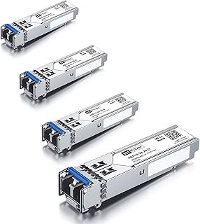 4PCS 1.25G Single Mode SFP LC Module, 1000Base-LX/LH Fiber Transceiver for Cisco GLC-LH-SMD, Meraki, Ubiquit UniFi, TP-Link, Fortinet, Intel, Netgear, Mikrotik and More (SMF,1310nm,20km,DDM)