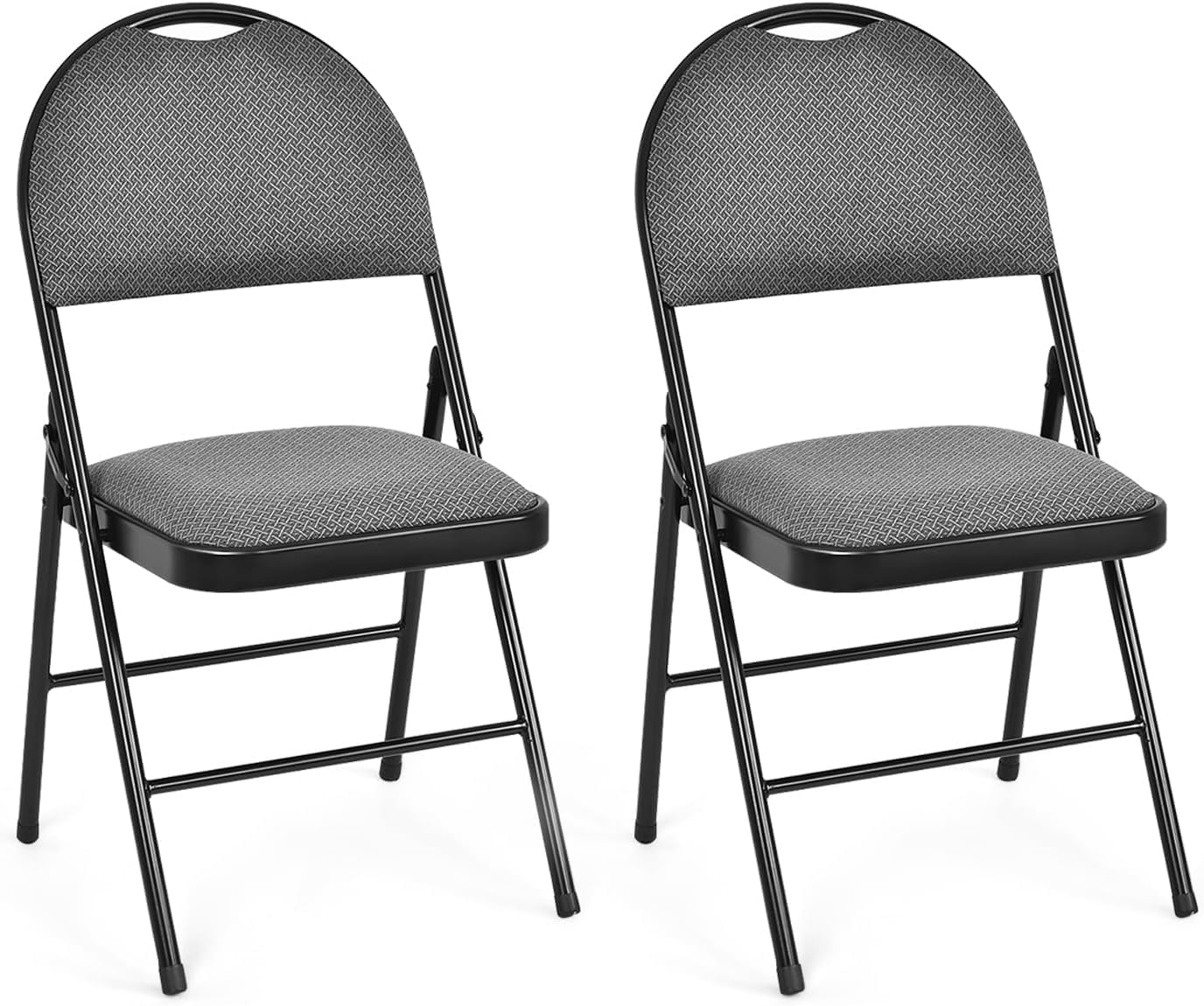 GOFLAME 2 Pack Folding Chairs, Heavy Duty Foldable Chairs with Cushioned Seat & Back, Padded Dining Chairs with Metal Frame for Indoor Outdoor Home