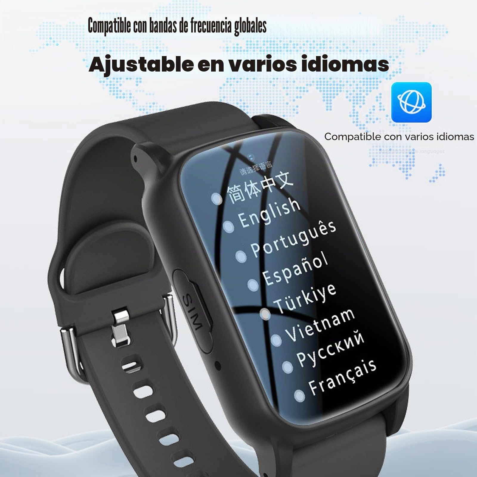 Pulsera SOS para Personas Mayores, Reloj localizador Personas Mayores GPS, Reloj Inteligente con detección de caídas, Pulsera de posicionamiento GPS,Red