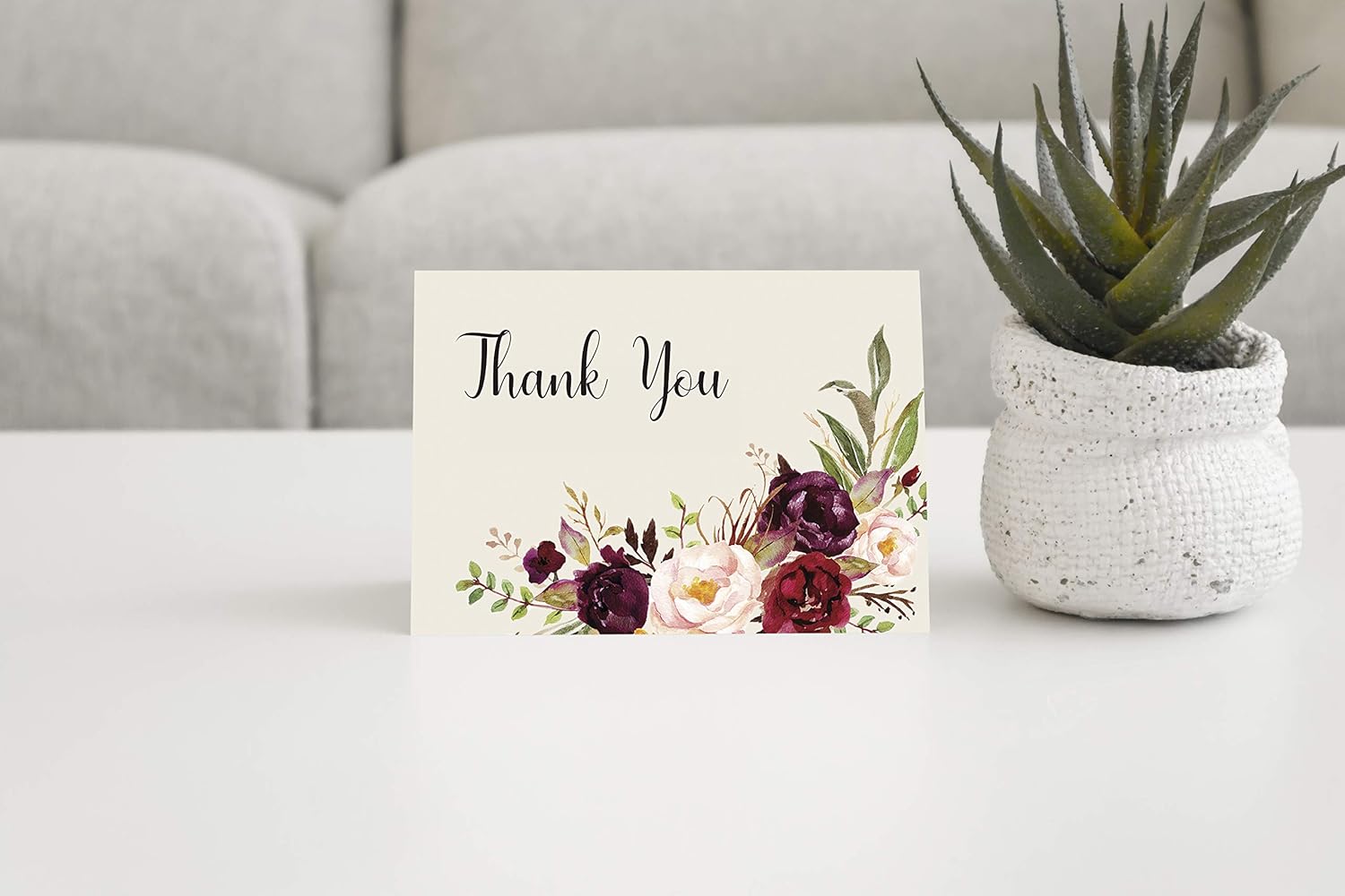 MPC Brands Personalized Sympathy Thank You Cards with Message Inside – 50 Custom Funeral & Bereavement Thank You Notes, Premium 80 lb Cardstock, Matching Envelopes Included (Custom Rose)