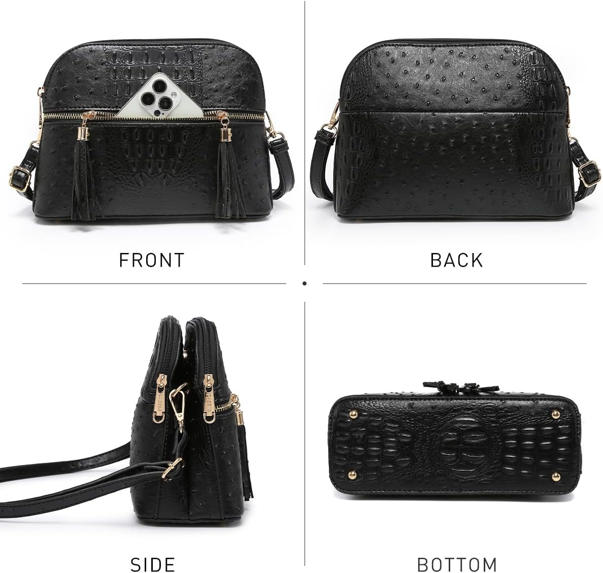 Dasein Women Tassel Zipper Pocket Crossbody Bag Shoulder Purse Fashion Travel Bag with Multi Pockets - Image 3