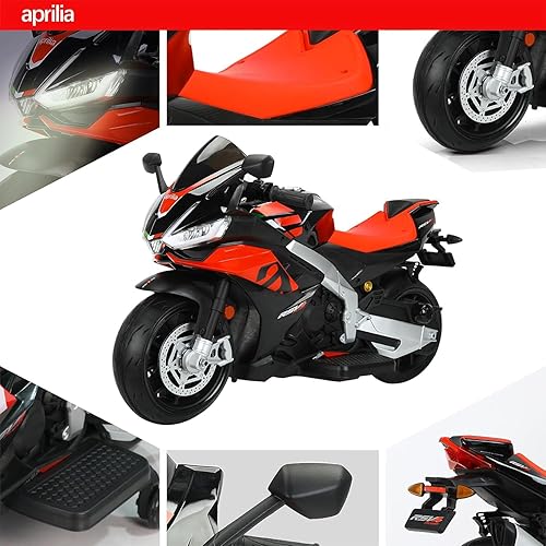 Miniatura 6 de Aprilia - Motocicleta eléctrica para niños de 24 V, velocidad de hasta 10 mph con ruedas laterales, interruptor de llave y MP3 (motores normales, 24