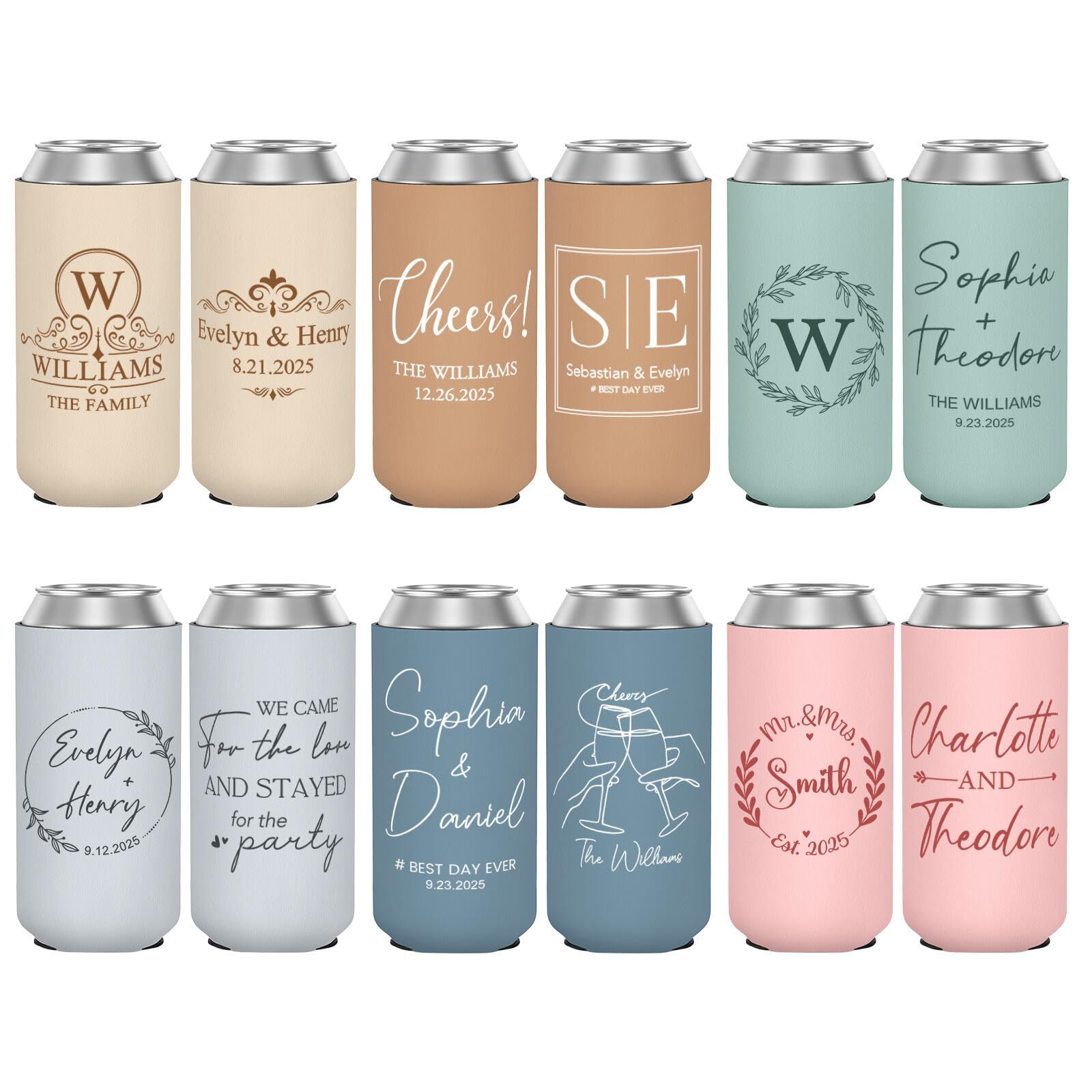 Amazon.com: Custom Slim Wedding Can Coolers, 10 Pack Personalized