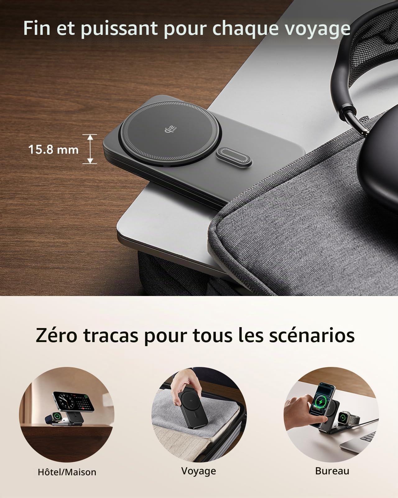 ESR Station de Charge 3-en-1 pour iPhone 17e/17, Qi2.2 Chargeur Induction