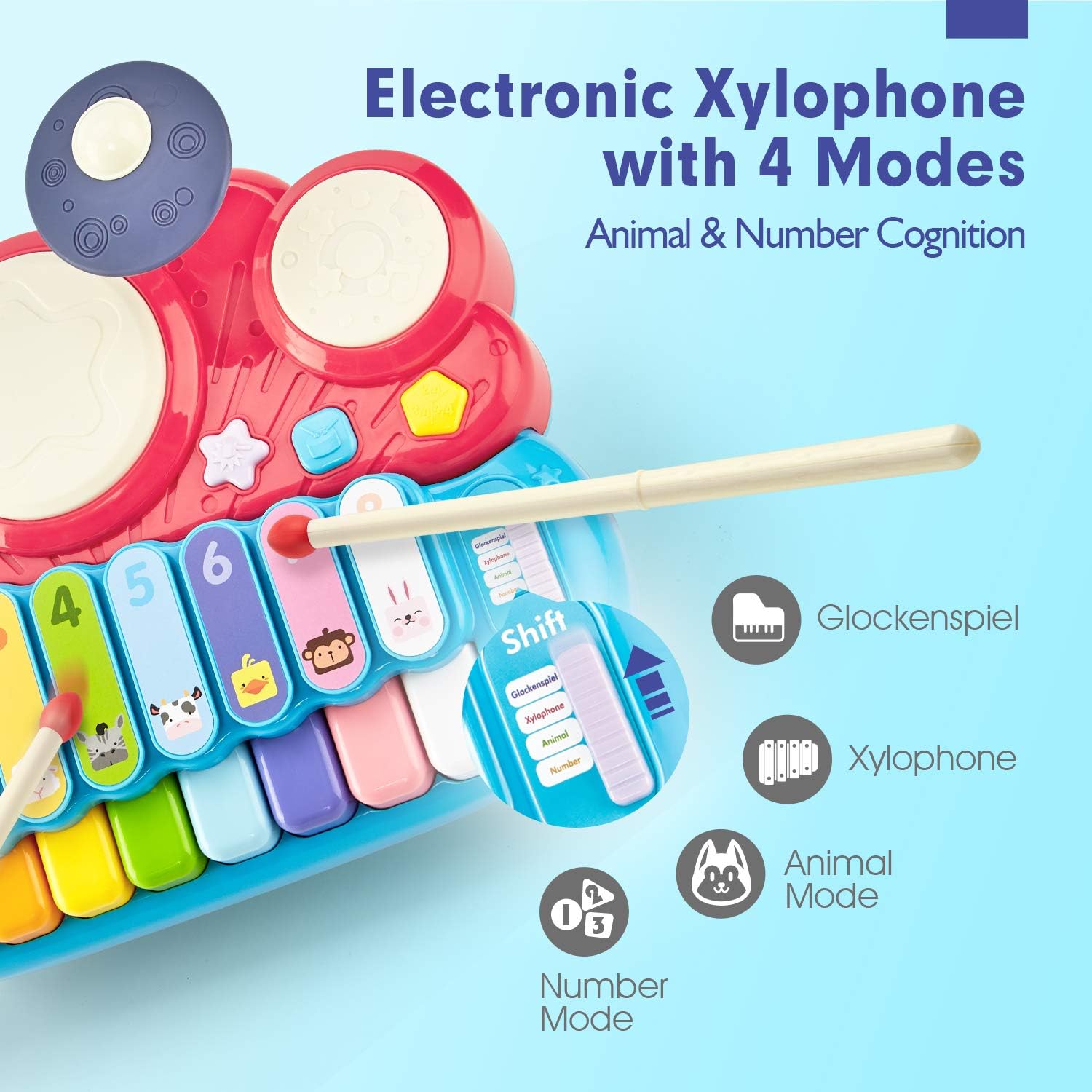 Bеѕt Prоmо Toys for 1 Year Old Girl Boy Baby Toys 12-18 Months Sensory Learning Toys for Toddlers 1-3 Piano Drum Playset Toys for 2 Year Old Girl Toddler Girl Toys Musical 1 2 3 Year Old Girl Gifts Toys for 1+