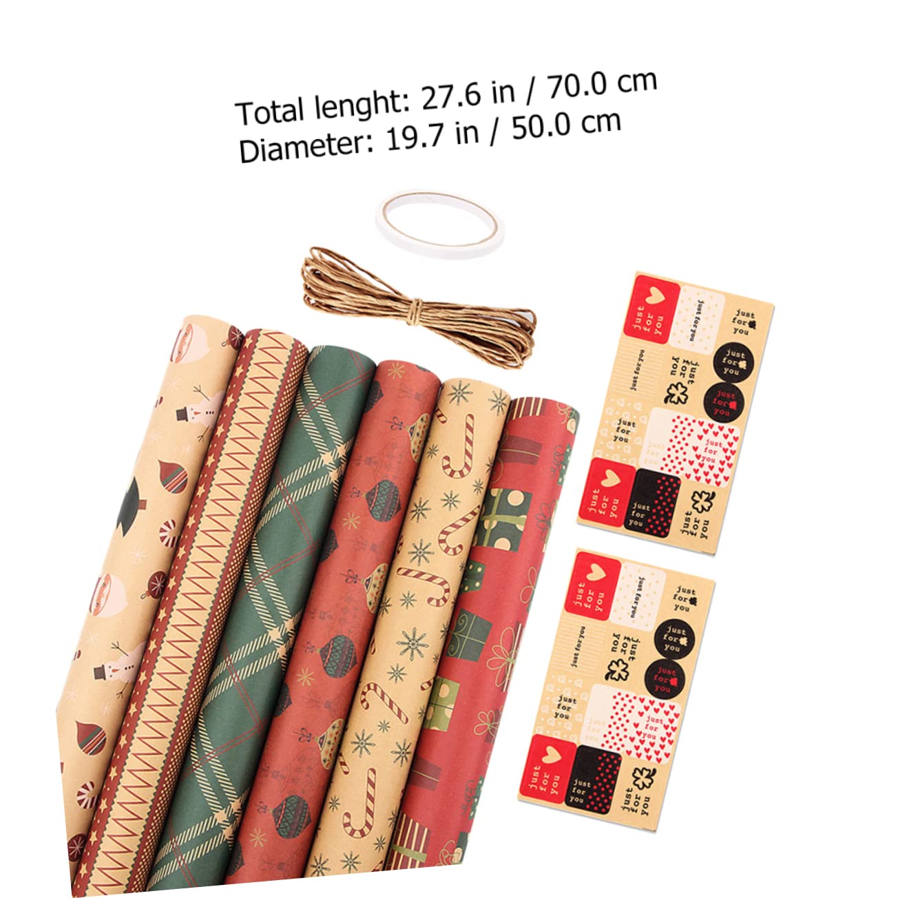 FRCOLOR Set di 3 adesivi natalizi fai da te di Natale, carta da per confezionare fiori, carta natalizia, bouquet, Natale, set di copertina