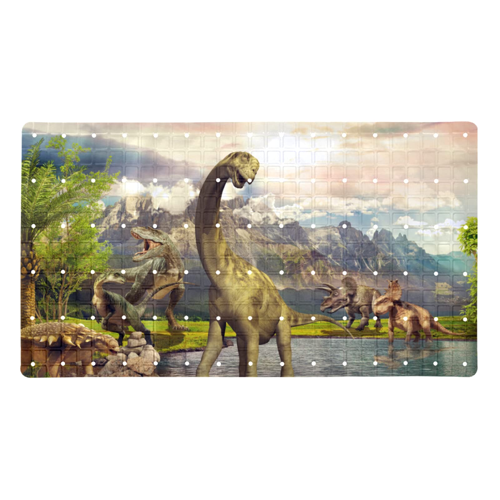 Alfombrilla antideslizante para bañera jurassic dinosaur t-rex con ventosa de ducha