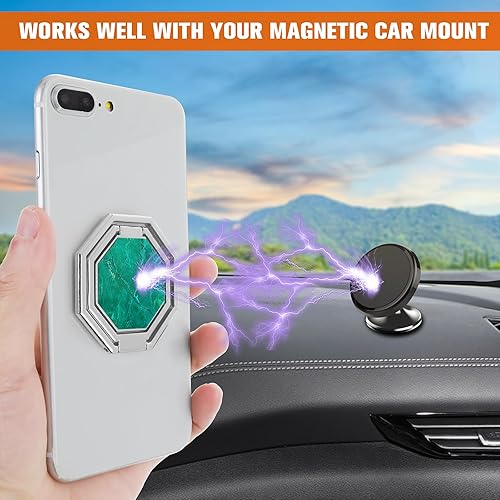 Miniatura 4 de cobee Soporte de anillo para teléfono celular, soporte de dedo de metal con rotación de 360, agarre trasero plegable para teléfono celular, soporte