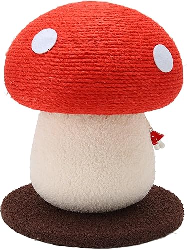 Miniatura 8 de Poste para rascar en forma de hongo para gatos, duradera y resistente a los arañazos de sisal, alfombrilla interactiva para rascar para gatos, poste