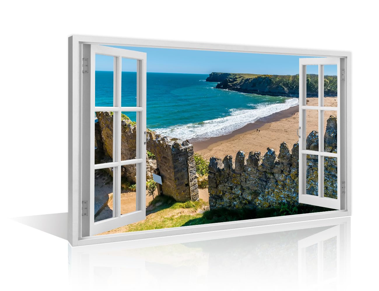 TISHIRON Barafundle Bay Wall Decor Posters and Prints Pembrokeshire coast South Wales 1 Piece Wall Art for Living Room Springtime Landscape House Decor Framed Ready to Hang (16''Wx 24''H) โ image 1
