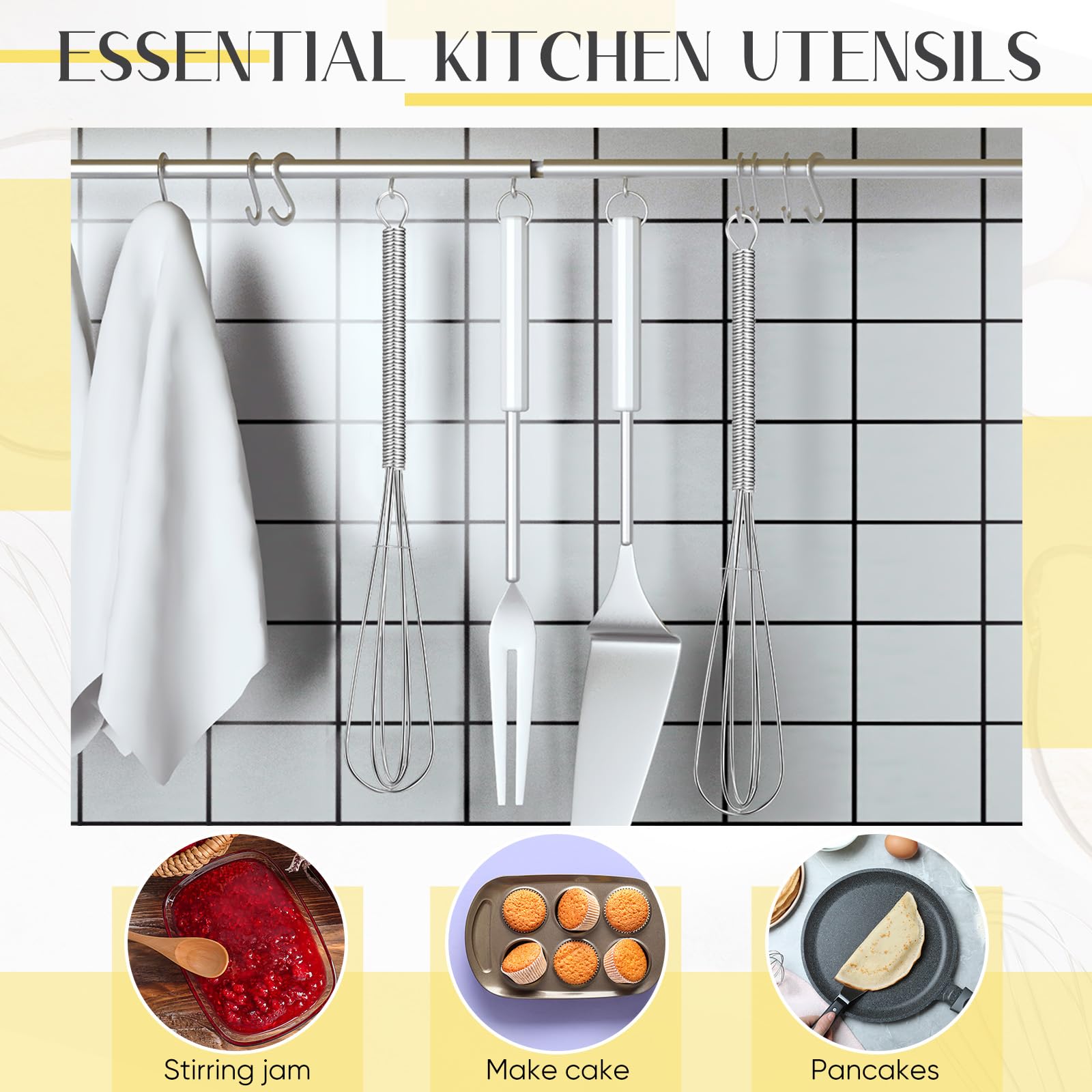 Baderke 10 mini batidores pequeños de 6 pulgadas para cocinar acero inoxidable 304 para hornear, batir, batir huevos, mezclar salsas, mezclar ingredientes