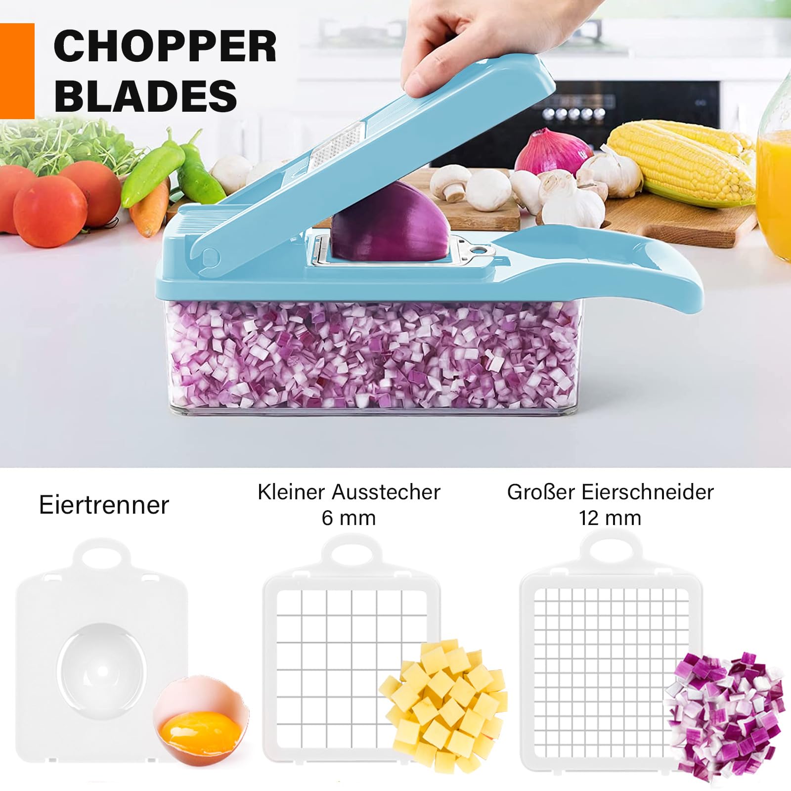 Mandolina Per Verdure 16 In 1 Con 7 Lame | Taglia, Affetta, Cubetti, Julienne, Sicuro E Facile Da Pulire - Foto 3