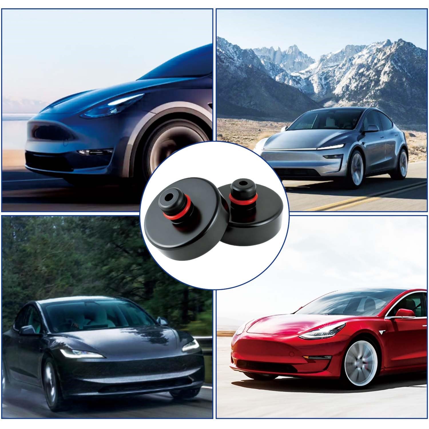 4 Pezzi Tampone in Gomma per Cric Per 3/Y/X/S,con scatola portaoggetti | Attrezzo per Cric per Telaio, Accessori Tesla, per Tesla Model Y, Juniper Model 3, Highland S e X
